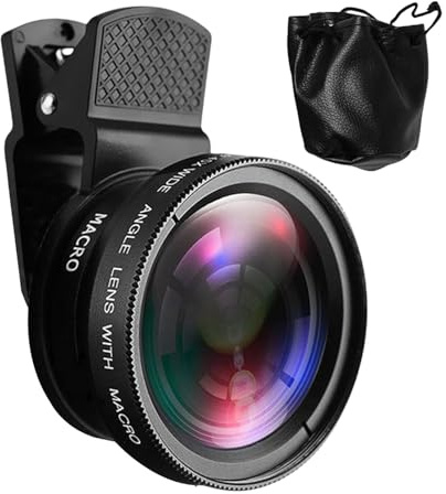HD-Objektiv für Smartphones, 0,45 x Weitwinkel, 15 x Super-Makro-Objektiv, Clip auf Handy-Kamera, für alle Smartphones
