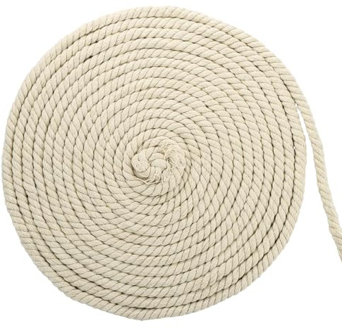 ZOFUN Cotton Rope 10 mm, 15 M/49.2 Multi Strands Thick Twisted Cotton Ropes, White Macrame Yarn Rope for DIY Craft, Wall Hanging, Plant Hangers, Macrame, Gardening, Knotting