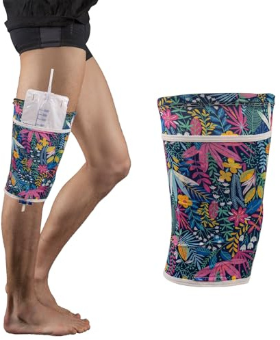 Katheter-Beinbeutelhalter, Katheter-Ärmel, Urin-Beinbeutel, Harninkontinenz Katheter Zubehör Verstellbar mit Praktischer Tasche (Blau, M)