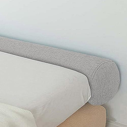 Cuscino lungo per letto, morbido, rotondo, per bracciolo del divano, protezione per il comodino (15 x 120 cm, grigio), ideale per comfort e relax
