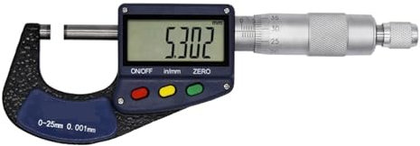 OUTFYT Micrómetro Exterior de 0.001mm, 0-25mm, 25-50mm, micrómetro Digital de Acero Inoxidable, calibrador micrométrico electrónico,Posicionamiento preciso(0-25mm)