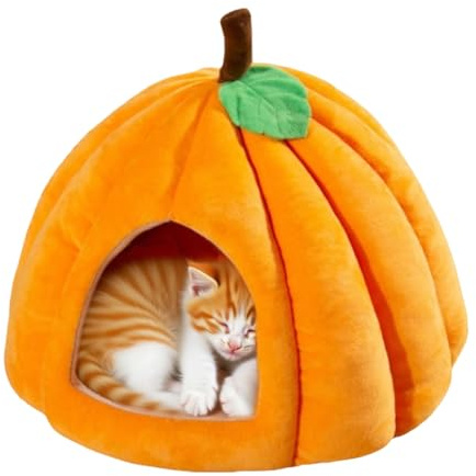 Besreey Cuccia per Gatti a Forma di Zucca | Cuccia Morbida a Forma di Tana per Cuccioli - Morbido Letto per Cani a Zucca per Interni Esterni Balcone Finestra Soggiorno Appartamento