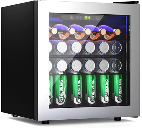 Kismile Beverage 36L Refrigerator Cooler Mini Fridge,1.3 Cu.Ft Drink Fridge for 12 Bottle 50 Can with Quiet Compressor,LED Light,Electronic Temperature Control for Home/Bar/Office