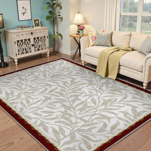 Tappeto lavabile 60x120 grandi tappeti morbidi per soggiorno retro antiscivolo antiscorrimento tappetinoo in foglia davorio per camera da letto tappeti vintage beige con motivo di salice botanico
