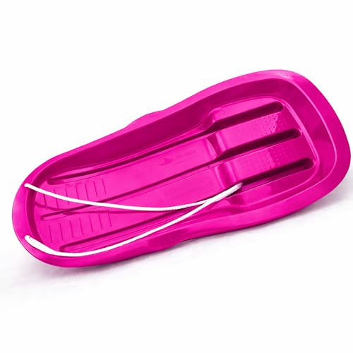 simpa Alpine Racer Plastic Snow Sledge Toboggan - Heavy Duty Winter Snow Sled - Blush Avalanche Pink - Robust Design for Snow Fun