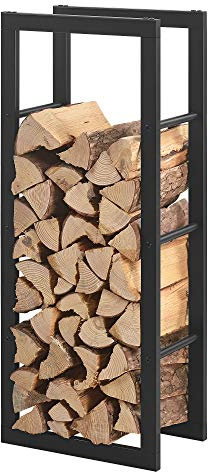 Soporte para leña 40 x 100 x 25 cm Estante de leña Acero Negro