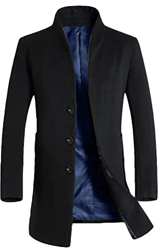 FTCayanz Homme Manteau Laine Business Élégant Chaud Duffle-Coat Décontractée Mi-Longue Trench Noir M