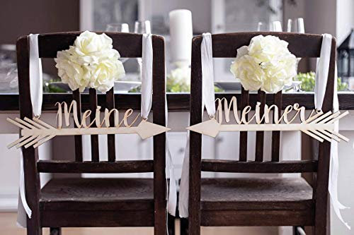 Hochzeitideal 2 Stuhlschilder Hochzeit - Meine & Meiner - Holzschild - schöne Hochzeitsdeko - Schriftzug aus Holz - Holzdeko für Stühle - Deko Hochzeit - Dekoration