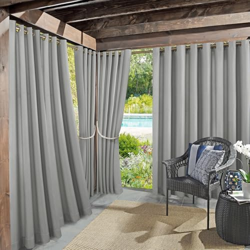 Sun Zero Marina Rideau à œillets pour intérieur/extérieur Protection UV Économe en énergie Gris 137,2 x 241,3 cm