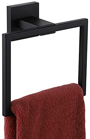 KOKOSIRI Portasciugamani ad anello per doccia, supporto per asciugamani da bagno, bagno, bagno, in acciaio inox, montaggio a parete, nero opaco, B3004BK