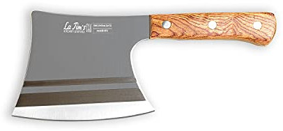 LA TIM'S Coltello da carne, mannaia resistente da 0.9 Kg con acciaio ad alto tenore di carbonio forgiato a mano, coltello da macellaio per tagliare le ossa, manico in legno massello