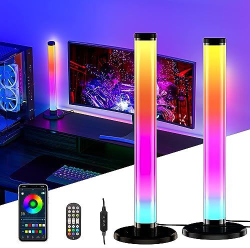 YAMYONE 360° RGB Barres LED, 42cm Gaming LED Smart Lampes avec 16 Millions Couleurs, Sync avec Musique TV, Control par APP Télécommande Décor Chambre Gaming Lumière d'Ambiance (42CM-Ronde) (42CM)