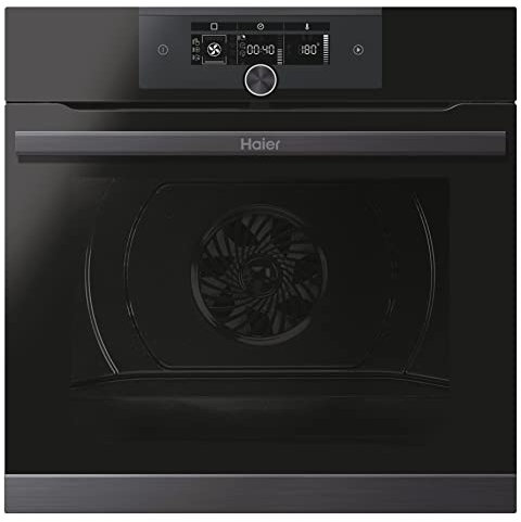 Haier I-Turn Series 4 HWO60SM5F8BH - Forno multifunzione, pirolitico, connettività WIFI e Bluetooth, capacità 70 l, 13 funzioni, telecomando girevole e display digitale, illuminazione laterale, nero