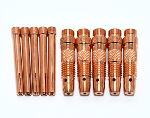 RIVERWELD Corps de Pince pour Soudage TIG 10N24 10N32 2.4mm Kit d'assortiment pour QQ300 PTA DB SR WP 17 18 26 Torche de Soudage TIG 10pcs