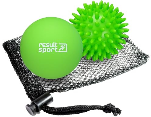 ResultSport Lacrosse & Spike Massaggio Ball Set, Recupero Fascite Plantare, Massaggio Punto di Trigger, Sollievo miofasico del tessuto profondo (Lime)