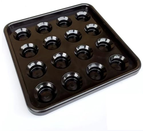 Sinsilvie biljardboll bricka för 16 bollar, 5 cm eller mindre, svart plastboll bärbricka för snookerboll eller biljardboll