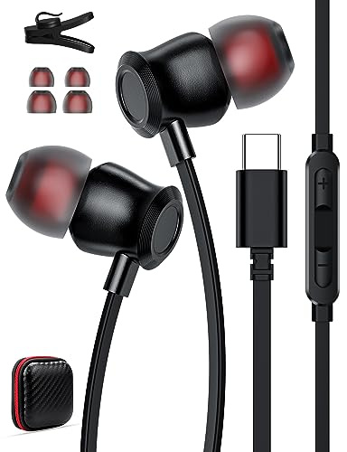 USB C Kopfhörer für iPhone 16e 15 Samsung Galaxy Z Flip6 S23 FE A56 A36 A16,USB C Kopfhörer mit Mikrofon In-Ear Kopfhörer mit Kabel Ohrhörer USB Typ C Kopfhörer für Mi 15 Pixel 9 Pro XL 9a POCO X7 Pro