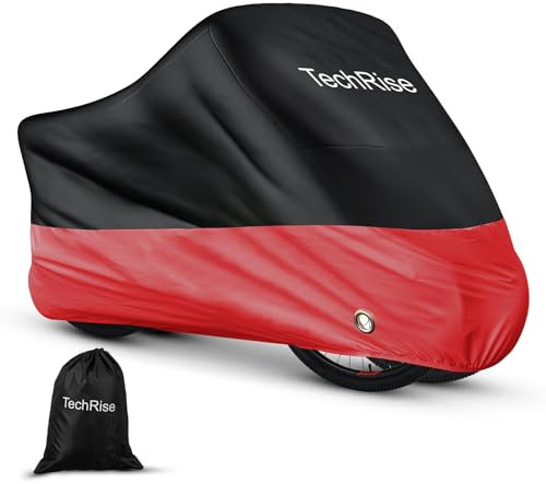 TechRise Housse Vélo pour 2 vélos, Bâche Velo Extérieur Etanche 210D Oxford Anti-Vent, Poussière, UV, Portable, Impermeable Protection pour Vélos et Trottinettes Électriques/VTT, (220x110x95CM-Rouge)