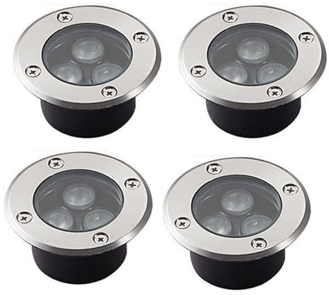 4PCS LED Beam Spotlight - 3W Outdoor Spotlight，Underground Light LED, Ultra-Thin Recessed Patio Floor Light, IP67 Waterproof Landscape Lights, Built-in Floor Lamp/for Outdoor/Sidewalk/Garden(Green,12V