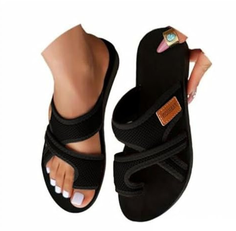tinetill Sandales D'été En Pour Femmes Pantoufles Plates Avec Séparateur D'Orteils Chaussures Orthopédiques Gros Orteil Mules Hallux Valgus Sandal D'Extérieur Légères Sandales De Plage