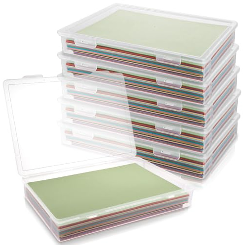 LOPYXBR lot de 6 Boite archive A4 en plastique, boites de rangement documents 31 x 22 x 5 cm, boite transparente a4, boites plastique PP pour bureau, école et maison