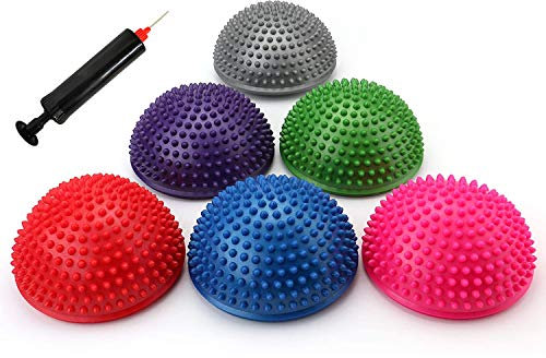 letaofang 6 stycken halvcirkelformade yogabollar sport balans pods mini terapi balans igelkott hård gymnastik boll för koordination balans fitness träning