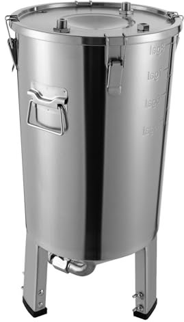 CHFUNE Fermentador de cerveza con termómetro, recipiente de fermentación con enfriador para cerveza o fermentación de vino, caldera cónica de acero inoxidable, 32 L