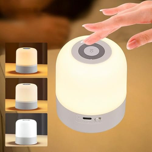 Doukesh Lampe de Chevet Tactile avec 3 Modes Veilleuse Rechargeable Dimmable Lampe de Table Sans Fil