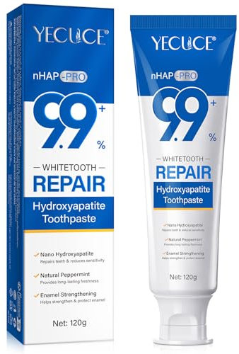 Dentifricio Idrossiapatite, Ripara lo smalto, Rafforza i denti, Anti-sensibilità, lenisce le gengive, alito fresco, cura dentale naturale, 120 g