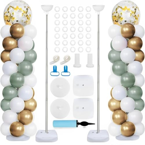 Set di supporti per palloncini a colonna da 2,6,6 m, regolabile, con pilastro telescopico in metallo, per baby shower, feste di compleanno, lauree, matrimoni, decorazioni