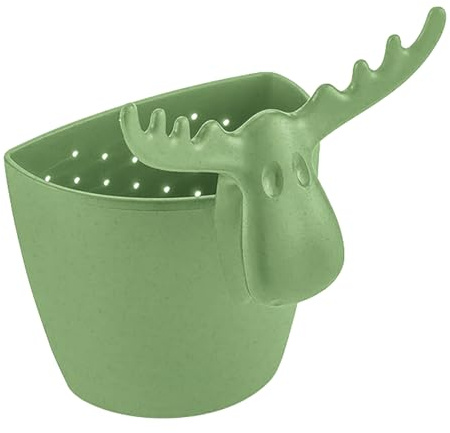 Koziol RUDOLF Teesieb für losen Tee | für eine Tassenportion | zum Einhängen | biozirkulärer Kunststoff, spülmaschinengeeignet, spülmaschinengeeignet, Küche, Haushalt (nature leaf green)