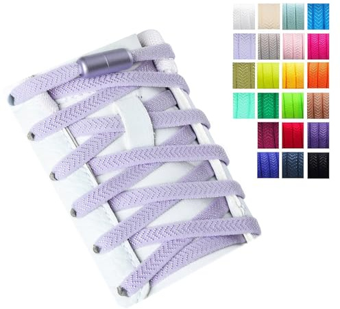 Olukssck 2 Paia Elastici Lacci con Chiusura in Metallo, No Tie Lacci delle Scarpe Lacci Senza Nodo per Scarpe da Ginnastica,Scarpe da Corsa, Scarpe Casual(100cm), Lavanda
