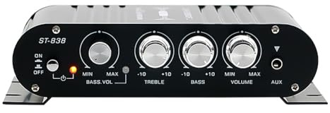 Blmirror Amplificador de Potencia -838 HiFi de 2.1 Canales, Amplificador de Sonido de Graves Estéreo de 80 W X 2 con Salida de Subwoofer, Amplificador de Audio para el Hogar, Color Negro