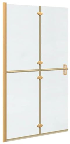 vidaXL Panel de Ducha a RAS de Suelo Dorado 110 x 6,5 x 190 cm, División Moderna para baño, Vidrio Templado, Ducha de Lujo, Pared Rectangular, Divisor de Aluminio, Espacio eficiente