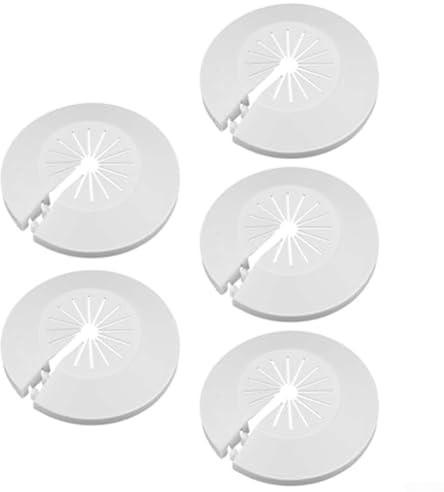 Jotekonoby 5 Piece Radiator Pipe Cover Trim Set, 15-28mm White Plastic Escutcheon Plates for Bathroom Plumbing, Heating Pipe Concealers and Gap Sealing Sleeves