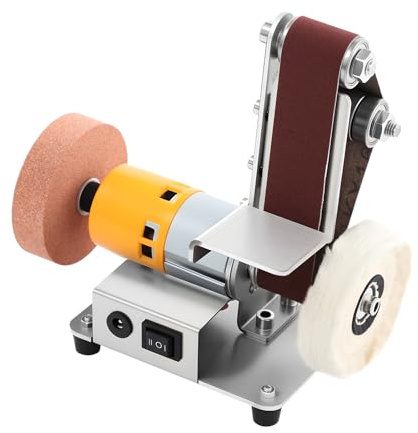 Mini bandslip och elektrisk minipolermaskin – bandslipmaskin | bordsslipmaskin | 7-stegs justerbar (4000–9 000 RPM) | inkl. slipband och slipskiva