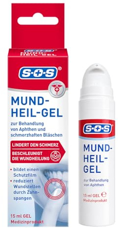 SOS Mund-Heil-Gel 15 ml - Linderung von Schmerzen durch Aphten auf Zunge, Mundschleimhaut & Lippen - auch bei kleineren Wunden durch Zahnspangen - beschleunigt den Heilungsprozess