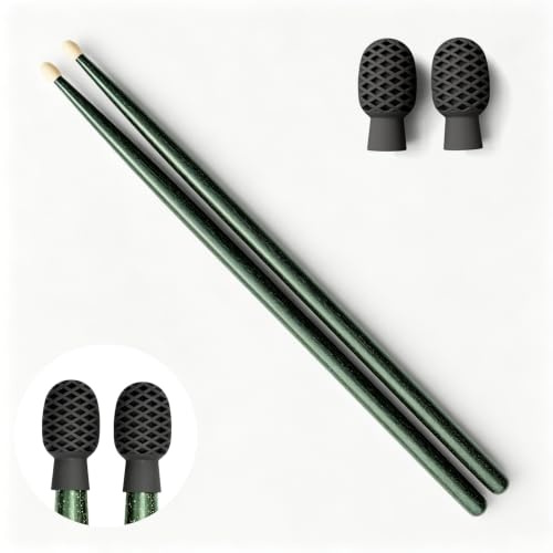 Drum Sticks, Drumsticks for Drum, Wooden Tip, Weight Matched for Consistent, Perfect for Practice and Performance, Drum Sticks Set for Acoustic Drums or Electronic Drums (Dark Green)