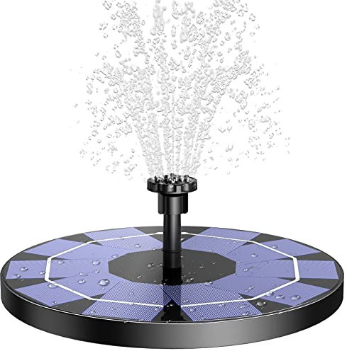 AISITIN Fontaine Solaire Extérieur Flottante 3W, Pompe Bassin Solaire avec Batterie et 6 Buses, pour Bain d'oiseaux Jardin Fontaine(3W)