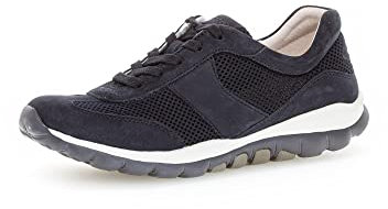 Gabor Damen Low-Top Sneaker, Frauen Halbschuhe,Wechselfußbett,Turnschuhe,Laufschuhe,schnürschuhe,schnürer,nightbl.(S.w/blau),41 EU / 7.5 UK