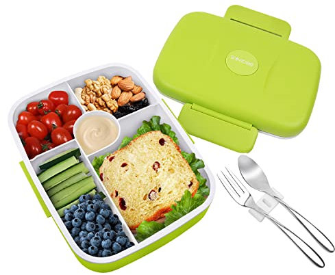 BRIGENIUS Brotdose Bento Box Lunchbox für Kinder Halten Essen Frisch Brotdose, Auslaufsichere Brotzeitbox Fünf Separate Kammern
