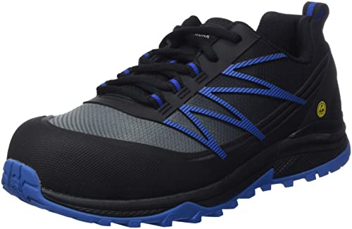 Skechers Zapatos PuxalConstruction para Hombre, Piel sintética Negra y Azul, 42 EU