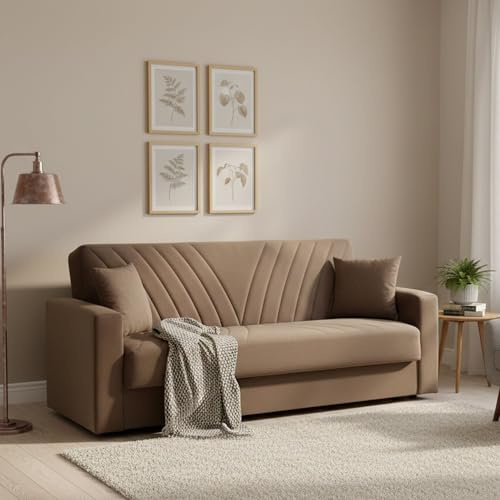 Dmora Divano Letto 3 Posti Jorge 81x214 cm Nero Contenitore Reclinabile, di Apertura Click-clack