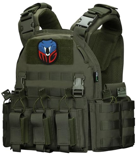 Snacam Chaleco táctico Molle Security Airsoft para hombre, Verde militar, talla única