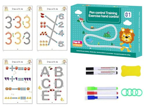 Scribble - Carnet de travail intelligent avec stylo effaçable - Carnet de travail préscolaire réutilisable - Pour le suivi - Activités d'apprentissage préscolaire pour les tout-petits (niveau 1)