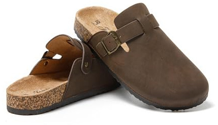 JOMIX Zapatillas Casa Mujer con Hebilla Zuecos Mujer Piel con Plantilla Ortopédica