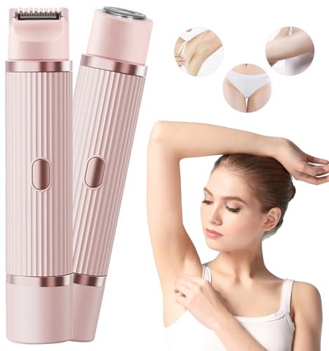 Rasoir électrique à double tête pour femme, rasoir électrique 2 en 1 pour femme, rasoir intime pour femme, tondeuse de bikini étanche, épilateur humide/sec indolore pour le visage, le bikini, les