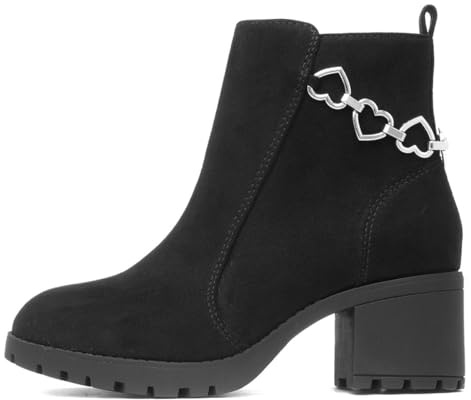 Lilley Girls Black Heeled Zip Up Heart Boot - Size 13 Child UK - Black