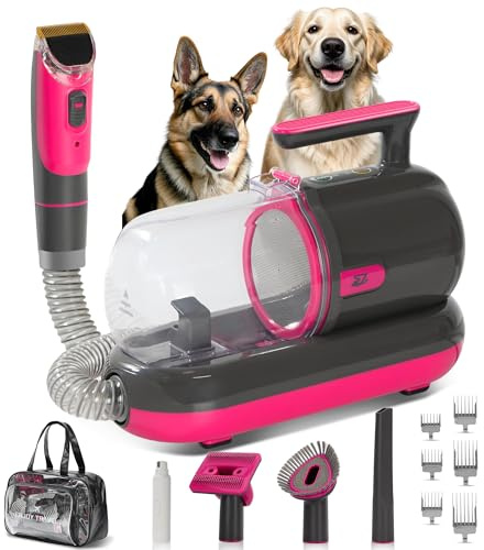 Kit per la toelettatura del cane con smerigliatrice per unghie, tazza antipolvere da 1,5 l, aspirapolvere per peli di cane per spargimento, strumenti per la toelettatura per cani, pulizia della casa