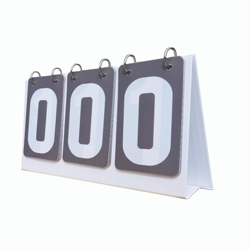 Scoreboard Flipper Flip Number Score Board Multipurpose 3 Digits Table Score Counter for Football Volleyball Basketball Tennis 10.63x6.30inch- Grey